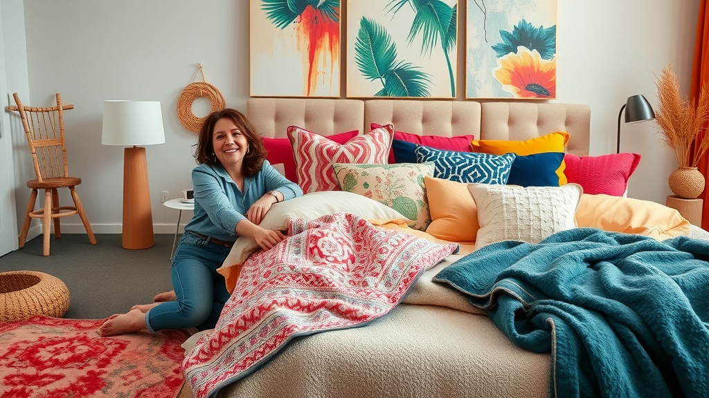 lady sitting by bed