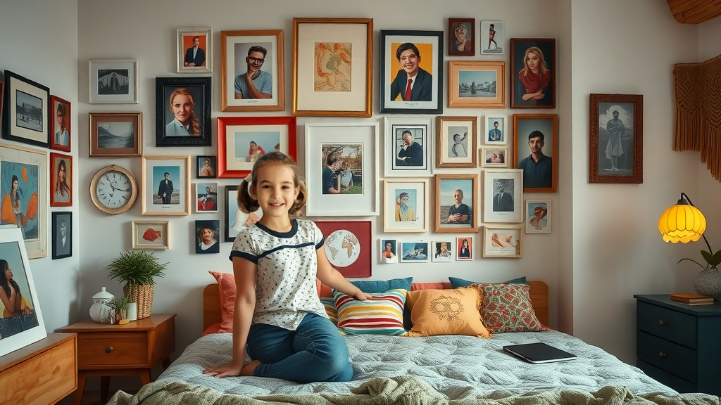 girl sitting on bed
